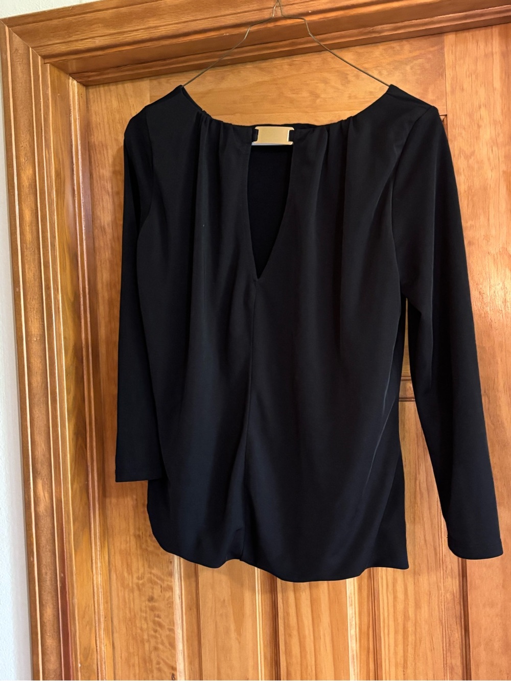 H&M Black Long-Sleeve V-Neck Blouse
